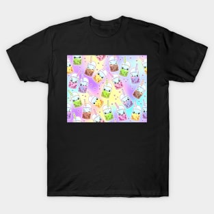 Boba milk tea on gradient background T-Shirt